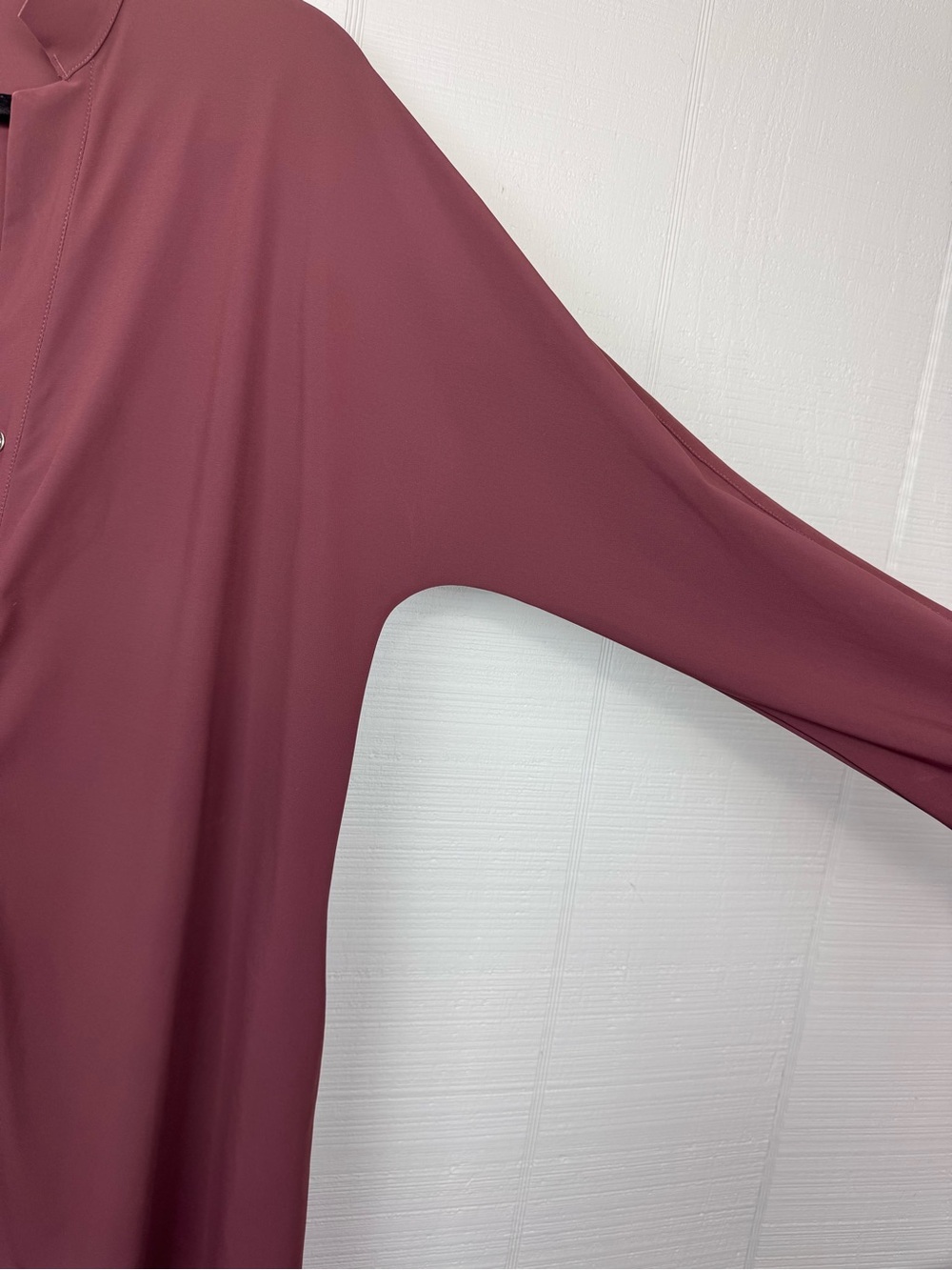 ADAY Something Borrowed Burgundy Long Sleeve Shirt Dress Snap Button Up M - Picture 6 of 8